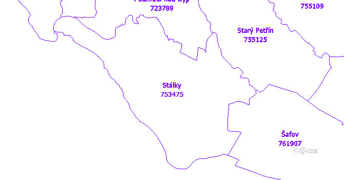 Katastrální mapa Stálky - přehledová mapa katastrálního území