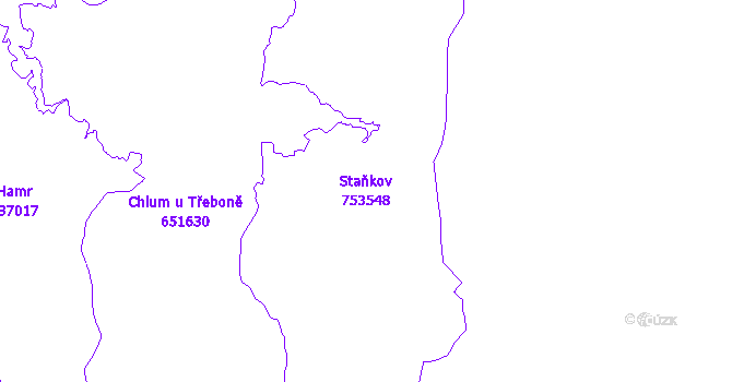Katastrální mapa Staňkov - přehledová mapa katastrálního území