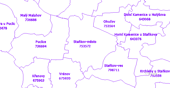 Katastrální mapa Staňkov-město