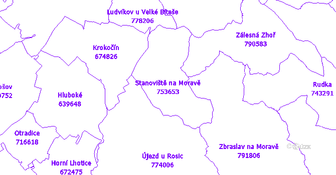 Katastrální mapa Stanoviště na Moravě