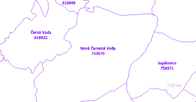 Katastrální mapa Nová Červená Voda - přehledová mapa katastrálního území