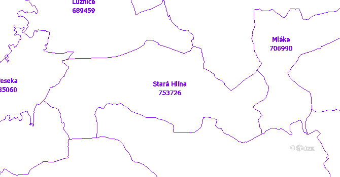 Katastrální mapa Stará Hlína - přehledová mapa katastrálního území