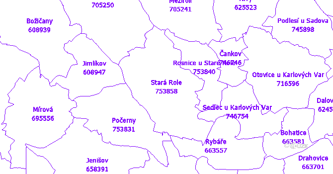 Katastrální mapa Stará Role - přehledová mapa katastrálního území