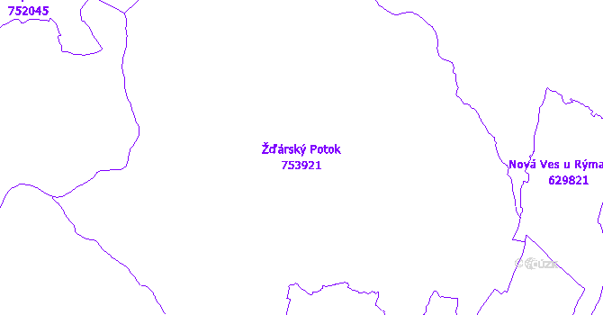 Katastrální mapa Žďárský Potok - přehledová mapa katastrálního území