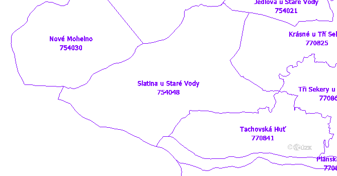 Katastrální mapa Slatina u Staré Vody - přehledová mapa katastrálního území