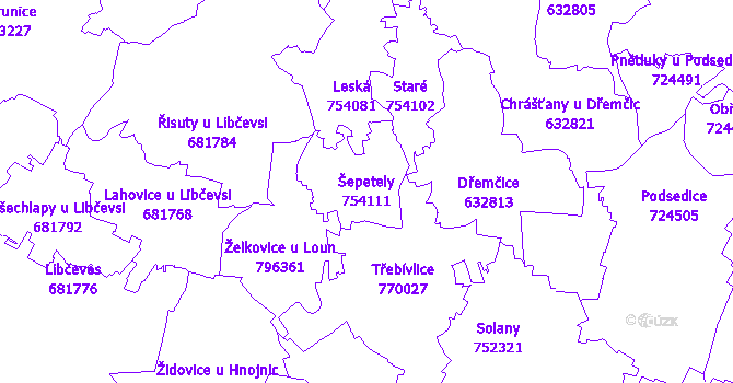 Katastrální mapa Šepetely