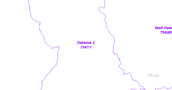 Katastrální mapa Ostravice 2 - přehledová mapa katastrálního území