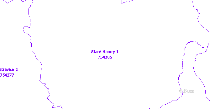 Katastrální mapa Staré Hamry 1 - přehledová mapa katastrálního území
