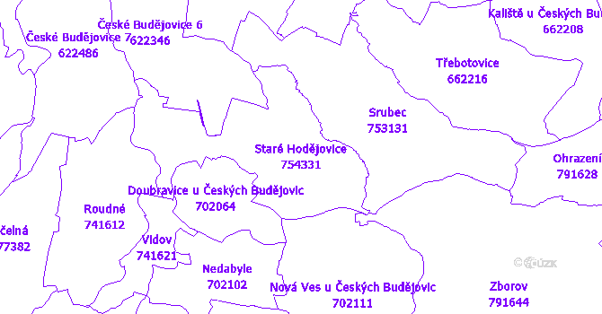 Katastrální mapa Staré Hodějovice