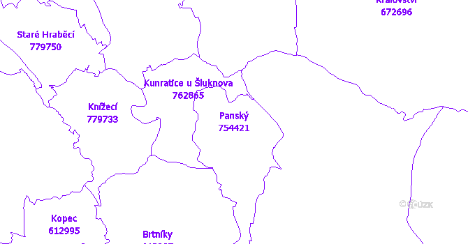 Katastrální mapa Panský - přehledová mapa katastrálního území