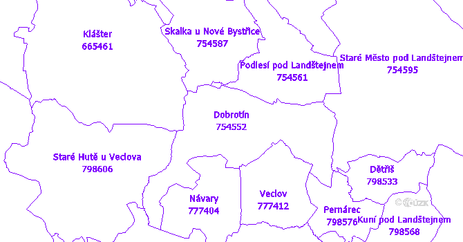 Katastrální mapa Dobrotín - přehledová mapa katastrálního území