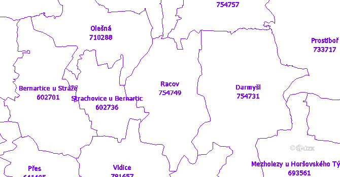 Katastrální mapa Racov