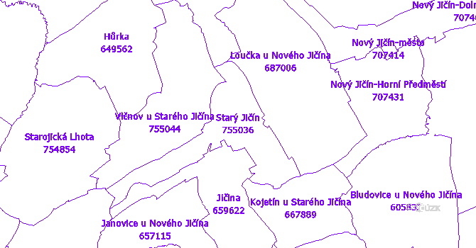 Katastrální mapa Starý Jičín - přehledová mapa katastrálního území