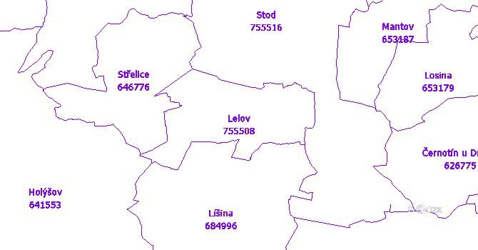 Katastrální mapa Lelov - přehledová mapa katastrálního území