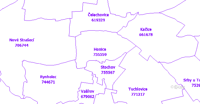 Katastrální mapa Honice