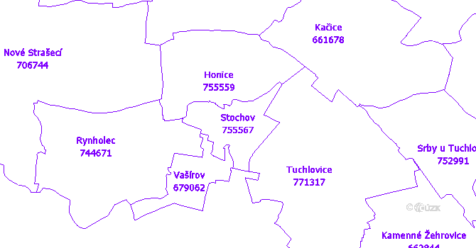 Katastrální mapa Stochov - přehledová mapa katastrálního území