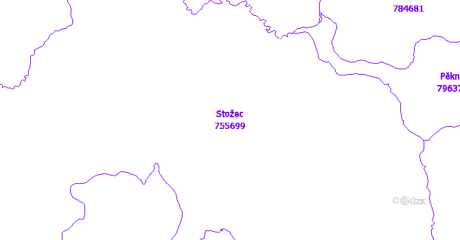 Katastrální mapa Stožec - přehledová mapa katastrálního území