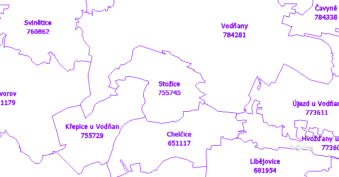 Katastrální mapa Stožice - přehledová mapa katastrálního území