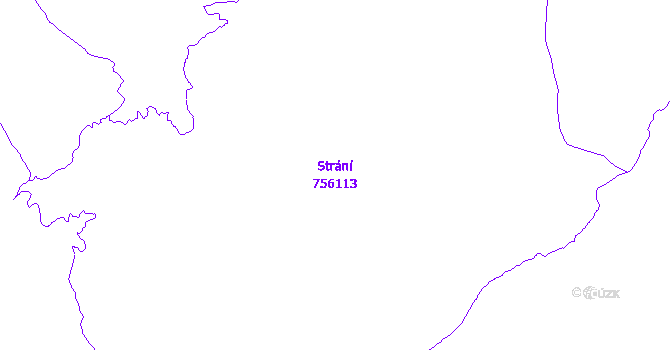 Katastrální mapa Strání - přehledová mapa katastrálního území