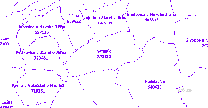 Katastrální mapa Straník