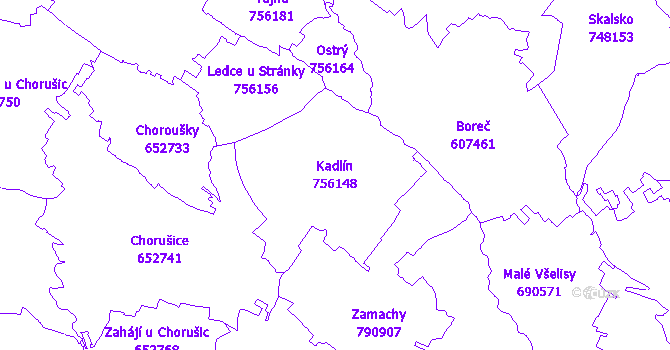 Katastrální mapa Kadlín