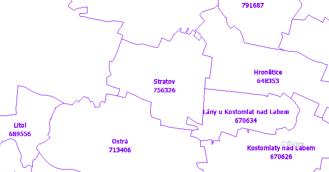Katastrální mapa Stratov - přehledová mapa katastrálního území