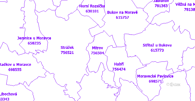 Katastrální mapa Mitrov - přehledová mapa katastrálního území
