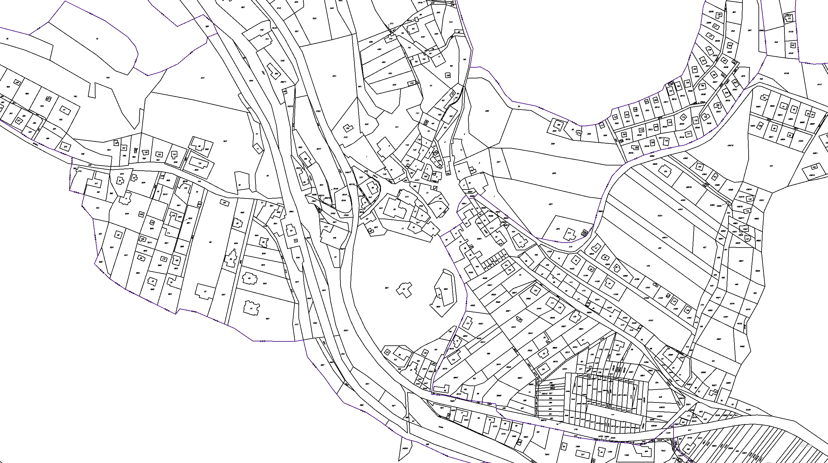 Katastrální mapa pozemků a čísla parcel Stražisko