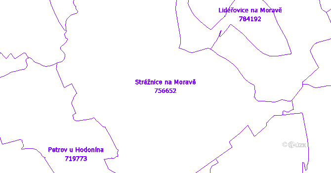 Katastrální mapa Strážnice na Moravě - přehledová mapa katastrálního území