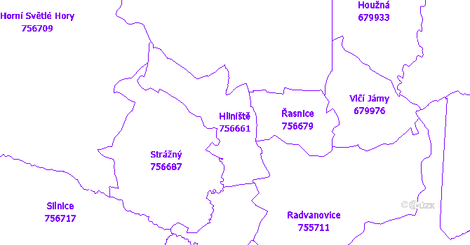 Katastrální mapa Hliniště - přehledová mapa katastrálního území