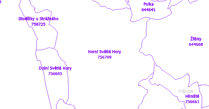 Katastrální mapa Horní Světlé Hory - přehledová mapa katastrálního území