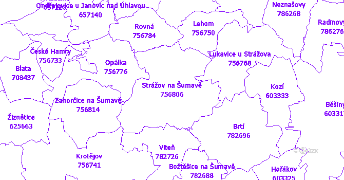 Katastrální mapa Strážov na Šumavě
