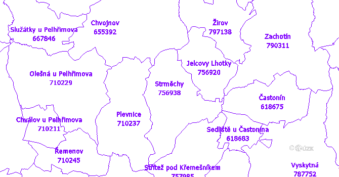 Katastrální mapa Strměchy