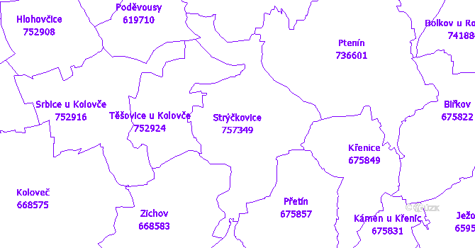 Katastrální mapa Strýčkovice