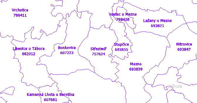 Katastrální mapa Střezimíř