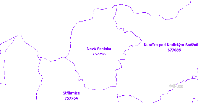 Katastrální mapa Nová Seninka - přehledová mapa katastrálního území