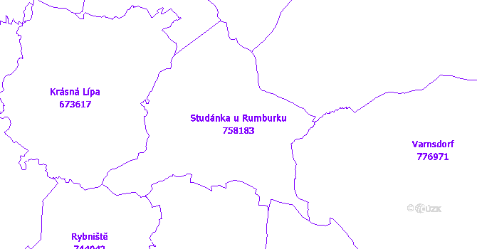 Katastrální mapa Studánka u Rumburku - přehledová mapa katastrálního území