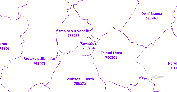 Katastrální mapa Rovnáčov - přehledová mapa katastrálního území