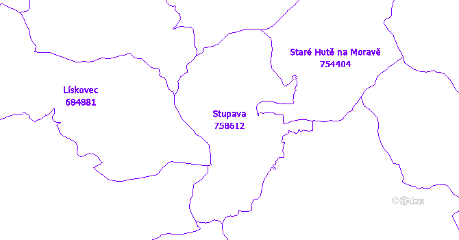 Katastrální mapa Stupava - přehledová mapa katastrálního území