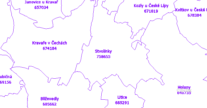 Katastrální mapa Stvolínky