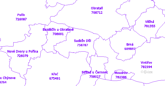 Katastrální mapa Sudkův Důl - přehledová mapa katastrálního území