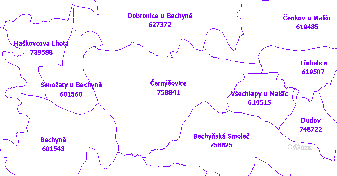 Katastrální mapa Černýšovice