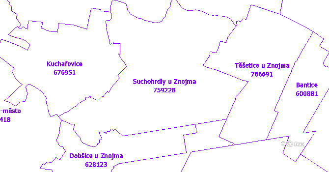 Katastrální mapa Suchohrdly u Znojma