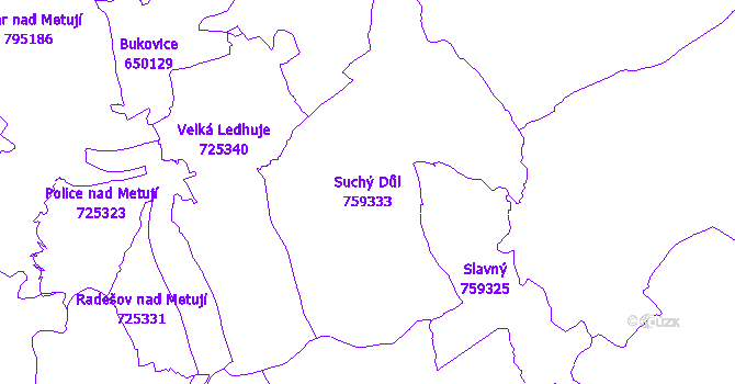 Katastrální mapa Suchý Důl - přehledová mapa katastrálního území