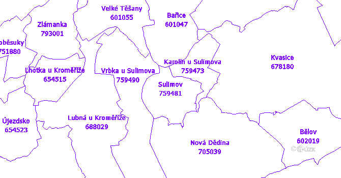 Katastrální mapa Sulimov