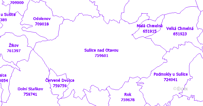 Katastrální mapa Sušice nad Otavou