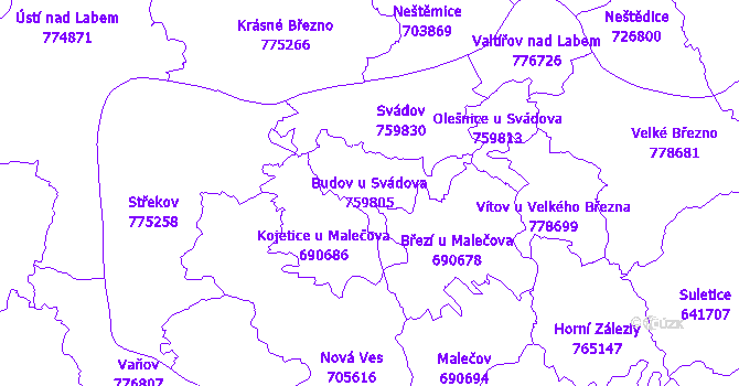 Katastrální mapa Budov u Svádova - přehledová mapa katastrálního území