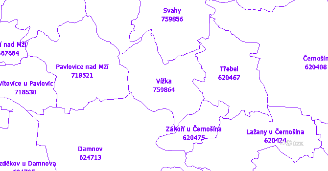 Katastrální mapa Vížka