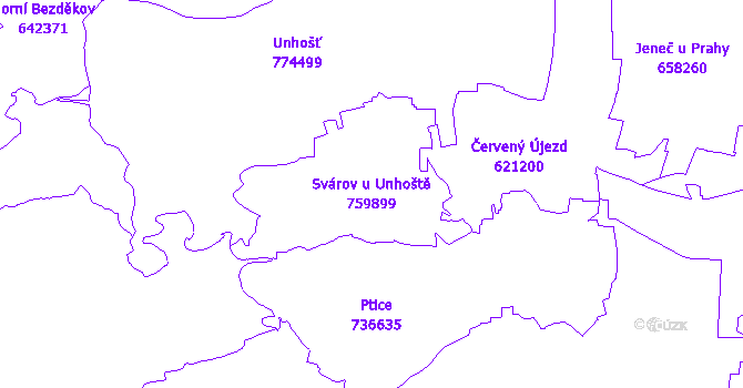 Katastrální mapa Svárov u Unhoště
