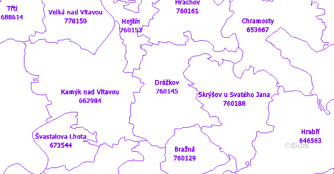 Katastrální mapa Drážkov